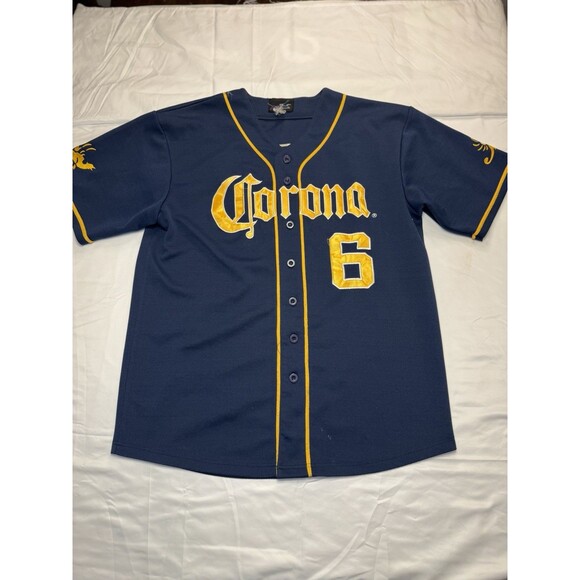 Calhoun Sportswear Corona Beer Blue Baseball Jersey #6 Stitched Men’s XL - Picture 1 of 8